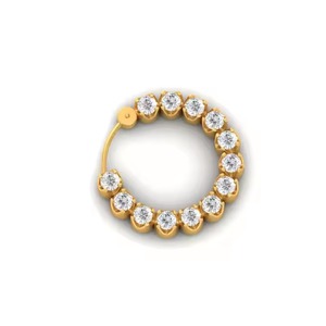 Traditional <b>Nose</b> Ring Crafted in 18kt Yellow Gold With VVS Clarity DEF Color Lab Grown Diamonds Beautiful Indian Design Jewelry - Product Image 4