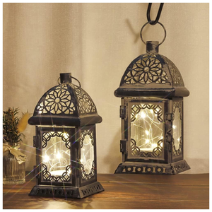 Lanterne décorative pour décoration de maison Festivals Produits d'éclairage Lanterne en métal avec corde Lanterne bougeoir en acier inoxydable - Product Image 1