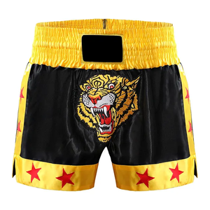 Shorts de Muay Thai pour hommes, sublimation graffiti, fabrication de haute qualité, couleur personnalisée noire, double couche. - Product Image 6