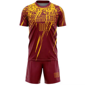 Último Modelo de Uniformes de Fútbol Personalizados con Logotipo en Serigrafía, Conjuntos de Camisetas y Pantalones Cortos, 100% Poliéster, Impermeables, Antibacterianos, MOQ Bajo - Product Image 2