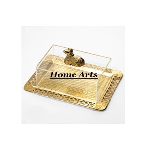 ถาดเสิร์ฟขนมอะลูมิเนียมพร้อมฝาปิดอะคริลิคทำด้วยมือถาดอลูมิเนียมทรงดวงจันทร์ปรับขนาดได้พร้อมฝาปิด - Product Image 4