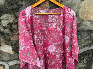 Fait à la main 100% coton caftan robe indien imprimé fleuri parole longueur plage Caftan taille naturelle vêtements de nuit Maxi Kimono coton - Product Image 3