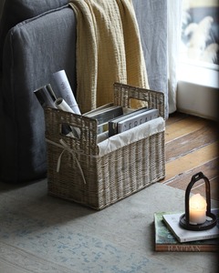 Cesta de Revistas de Ratán Natural, Organizador de Revistas de Mimbre Hecho a Mano con Asas para Decoración de Sala de Estar y Dormitorio - Product Image 4