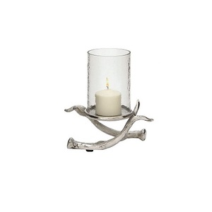Ensemble de 2 porte-bougies en métal au design magnifique, de différentes tailles, en forme de feuille, fabriqués en Inde - Product Image 5
