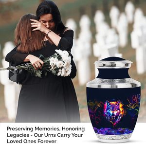Urna funeraria de diseño de lobo para papá, urna de cremación para adultos, urna conmemorativa masculina para cenizas humanas para mujeres, urna decorativa de tamaño personalizado - Product Image 6