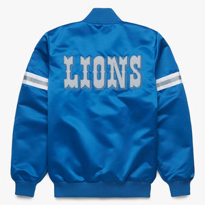 Chaqueta universitaria con bordado personalizado, chaqueta de béisbol universitaria de seda, chaqueta de bombardero de satén para hombre, logotipos universitarios LSU Letterman OEM a granel - Product Image 4