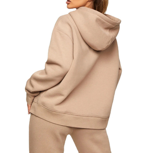 Vente en gros sweats à capuche pour femmes en éponge française surdimensionnés personnalisés pulls à capuche en coton avec poches kangourou pour femmes - Product Image 2