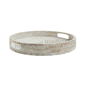 Plateaux en bois de forme ronde Bois de manguier naturel Conception personnalisée pour Restaurant et Hôtel Fourniture Cuisine Table à manger Plateau décoratif - Product Image 1