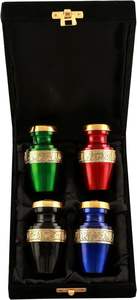 Urnes souvenirs multicolores Mini urnes pour cendres humaines Ensemble de 4 avec boîte premium Urnes funéraires décoratives Fournitures de crémation en laiton - Product Image 3