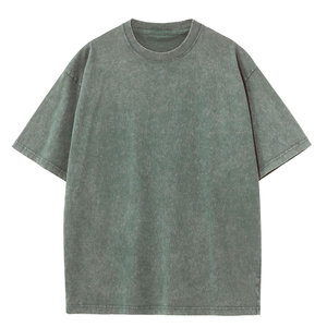 เสื้อยืดคอตตอนทรงโอเวอร์ไซส์แบบฟอกสีสไตล์วินเทจสำหรับผู้ชาย เสื้อยืดคอตตอน 100% แขนสั้นแบบฟอกสีสำหรับผู้ชาย - Product Image 3