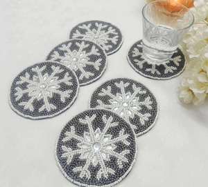 Posavasos con Cuentas - Posavasos Boho con Reverso de Poliéster (4x4 Pulgadas) Vajilla Única - Product Image 4