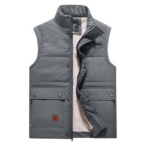 Flygo-Chaleco acolchado para hombre, cálido, sin mangas, para exteriores, con forro polar grueso, cremallera, estilo botón, ropa exterior transpirable - Product Image 3