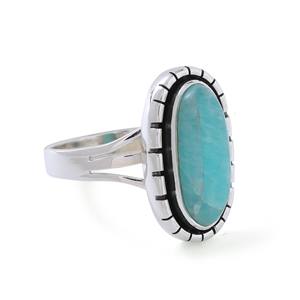 แหวนเงินพลอยอะมาโซไนต์ธรรมชาติ - Product Image 2