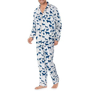 Pijama de Seda 100% para Hombre, Personalizado al por Mayor, Satinado, Transpirable, de Secado Rápido, Manga Larga, Dos Piezas, Sólido, Cómodo y Sexy - Product Image 1