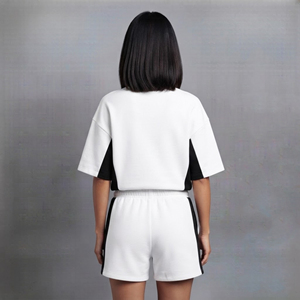 Article très vendu : Ensemble 2 pièces pour femme 100 % coton, logo brodé personnalisé, couleur personnalisée, ensemble homme coupe ample 100 % coton - Product Image 5