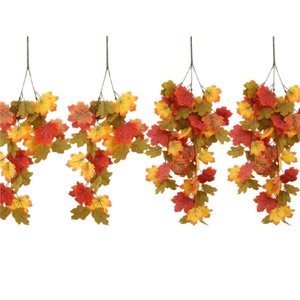 4 confezioni di foglie autunnali appese alla parete piante artificiali appese foglie d'acero viti piante autunnali ringraziamento foglie di acero ghirlande decoro - Product Image 1