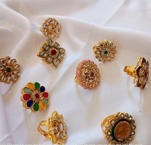 Bague de mariage indien bijoux Ramadan Occasion artificielle Kundan anneau métal Diwali Pooja faveur retour cadeau pour elle - Product Image 1