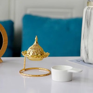 Nueva decoración del hogar Oriente Medio portátil islámico Ramadán árabe Bakhoor quemador de incienso de cerámica y Metal - Product Image 3