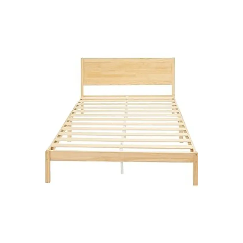 Custom Designed Solid Oak Wooden Platform Bed Frame With Headboard Twin Queen King Size Wholesale Wood Bedframe