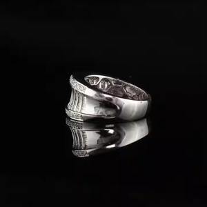 Original Moissanite Diamond Wedding Eternity Band 10K Oro blanco con estilo romántico vermeil Baguette Joyería fina - Product Image 3