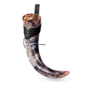 Corne de boeuf Viking Corne à boire avec support en cuir et gravure personnalisée Corne de buffle Viking avec poli Accepter Logo personnalisé - Product Image 3