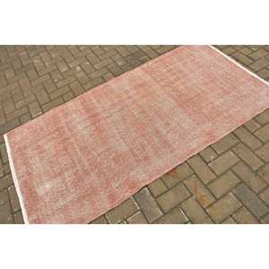 Turkish 3.3x6.6 ft Rug, Accent Vintage Rug, <b>Red</b> White Floral <b>Wool</b> Rug - Product Image 2