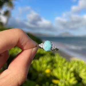 Dainty Handmade Natural Larimar Gemstone Genuine <b>925</b> Sterling <b>Silver</b> Vintage Engagement <b>Ring</b> Prong Setting Party Wear Jewelry - Product Image 1