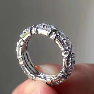 Bague de mariage en or blanc 14 carats de haute qualité, diamant véritable taille princesse, élégante pour femme, pour les fêtes, exportation directe Inde - Product Image 2