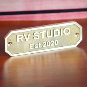 Traditional Antique Finish Engraved Gold-Plated Brass Name <b>Plate</b> Door <b>Wall</b> Sign Custom OEM Manufacturer Supply - Product Image 1