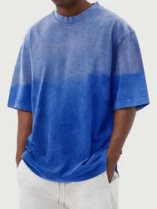 T-shirt tie-dye personnalisé OEM, T-shirt en coton lourd délavé à l'acide, surdimensionné, vintage, uni, homme, épaules tombantes, unisexe - Product Image 5