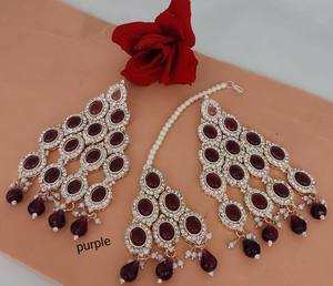 ชุดต่างหูระย้าพร้อมต่างหูมุกเทียมสำหรับผู้หญิงและเด็กผู้หญิงดีไซน์ใหม่ล่าสุดของอินเดีย - Product Image 4