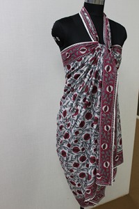 Sangaria rojo suave algodón Sarong indio Floral mano bloque estampado ropa de playa para mamá amiga dama de honor mujeres - Product Image 4