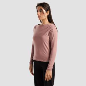 Dusty Pink Asymmetrical Yoga <b>Top</b> Breathable Seamless Plus Size Fitness Wear Sexy Style Print for Outdoor Workout Made Spandex - Product Image 3
