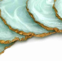FAIZA CRAFT Meilleures ventes Sous-verre et support de bougie 3D en résine agate de quartz rose, motif élégant, fait main, 4x4 pouces, Décoration d'intérieur, Art
