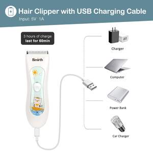 Tondeuse à cheveux sans fil rechargeable et étanche pour bébés et jeunes enfants, alimentation électrique USB - Product Image 2