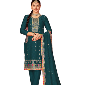 Nuevo Traje Pakistaní Blooming Vichitra con Bordado y Diamantes Servoswaki con Dupatta para Venta al por Mayor - Product Image 1