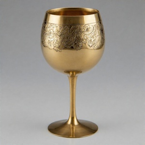 Gobelet brillant vintage en métal doré Calice à vin Gobelet de finition antique traditionnelle pour les rituels religieux et les autels d'église - Product Image 6
