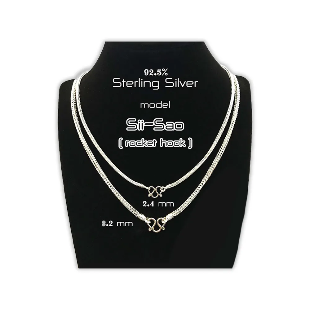 925 Thai Sterling Silver Necklaces FREE SILVER CLEANSER Model Sii-Sao (Rocket hook) from Thailand
