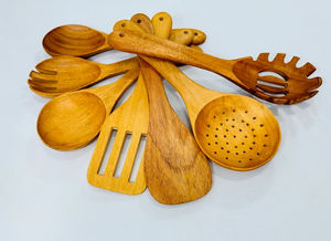 Juego de cucharas de madera Premium modernas, cubiertos pulidos con espejo, seguros para servir alimentos en bodas y eventos de catering - Product Image 3