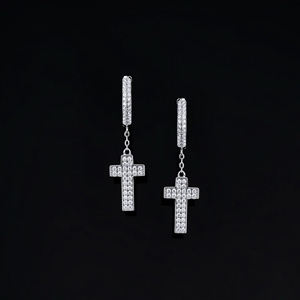 Pendientes de Aro con Diamantes en las Filas Exteriores, Plata 925, Ecológicos, Regalo para Fiestas - Product Image 2