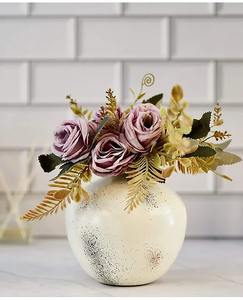 Vase à fleurs en fer côtier classique fait à la main revêtement en poudre lisse finition blanche pour décor de chambre et de hall - Product Image 4