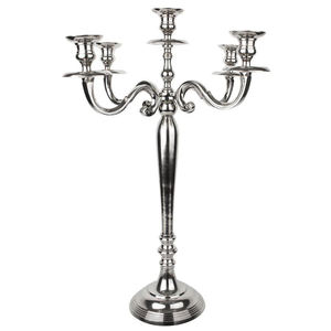 Nuevo candelabro vintage de 5 brazos brillante plata aluminio metal mejor precio Decoración de mesa de boda impresionante portavelas - Product Image 4