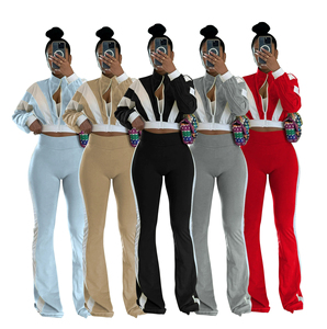 Nuevo estilo informal para mujer Otoño Invierno dos piezas de terciopelo conjunto de dos piezas bolsillo con cremallera manga larga traje de mujer ropa 2 piezas - Product Image 1