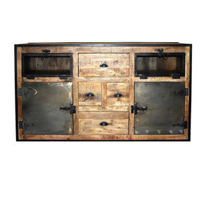 Buffet industriel en bois de manguier Buffet Cabinet pour la maison Bar Salon Salle à manger Ferme Cuisine Oeuvre Tiroir Maison - Product Image 1