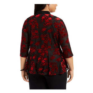 Giacca da Sera Rossa Alex Evenings per Donna, Taglia 1X, Decorata con Motivi Floreali, Senza Maniche, Collo Tondo, per l'Autunno - Product Image 2