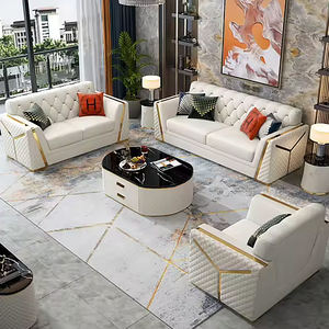 أريكة جلدية فاخرة بتصميم عصري لغرفة المعيشة، طقم أريكة تشيسترفيلد، أثاث للمنزل والفنادق والمكاتب - Product Image 1