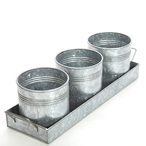 Ensemble de 3 Pots avec plateau, casseroles et Pot à fleurs de ferme, en étain - Product Image 5