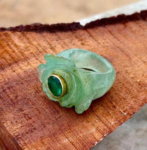 Manchette en jade vert naturel manchette en quartz rose avec pierre au centre d'émeraude cadeau pour femme ou homme - Product Image 4