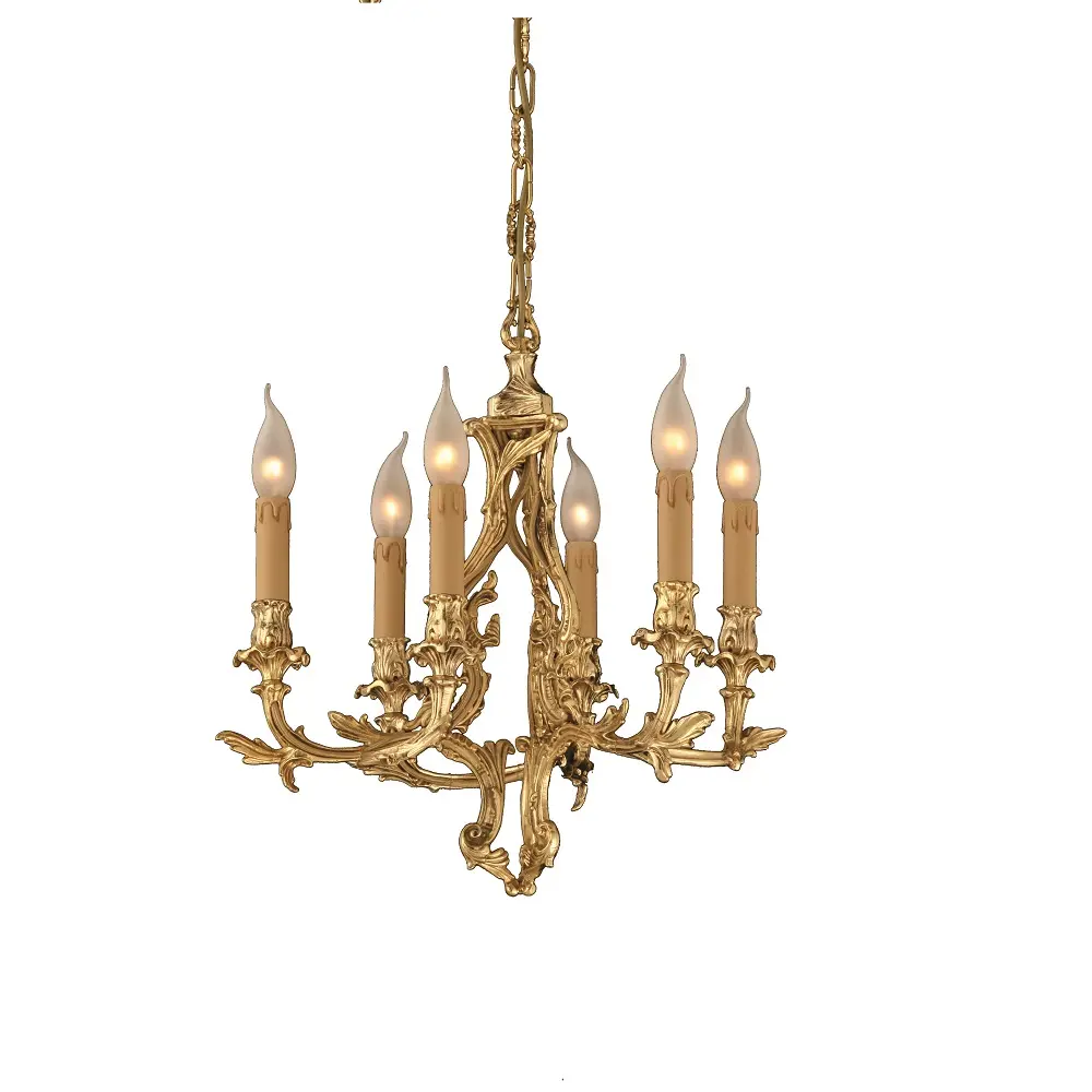 6-LIGHT CHANDELIER MADE IN ITALY IN ANTIQUE GOLD FINISHED- BEST QUALITY