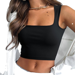 Women Knitted 100% Cotton Solid Color Halter Neck Crop Tank <b>Top</b> Hip Hop Style Tassel & Lace Green - Product Image 4